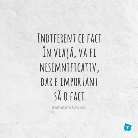 Indiferent ce faci în viață, va fi nesemnificativ, dar e important...