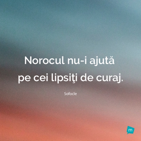 Norocul nu-i ajută pe cei lipsiţi de curaj.