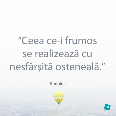 Ceea ce-i frumos se realizează cu nesfârşită osteneală.