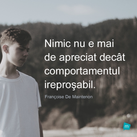 Nimic nu e mai de apreciat decat comportamentul ireprosabil.