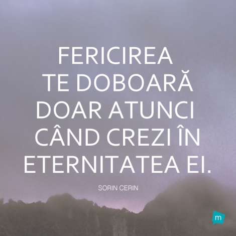 Fericirea te doboara doar atunci cand crezi in eternitatea ei.